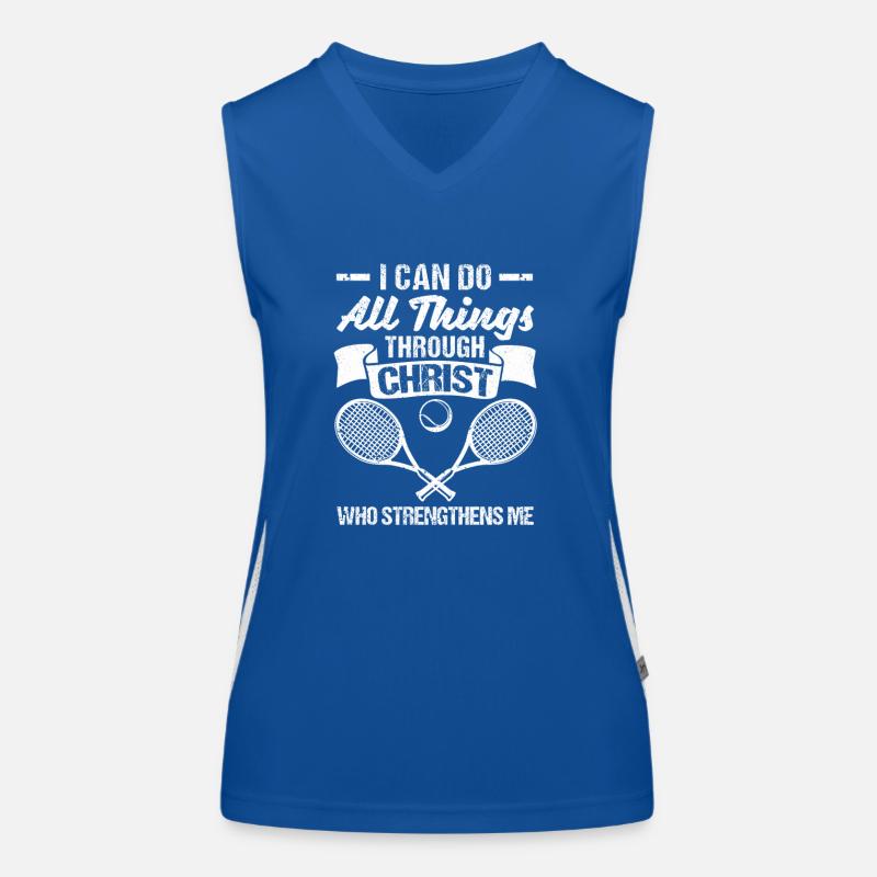 Tennis I can do everything through Christ who Women's Functional Contrast Tank Top