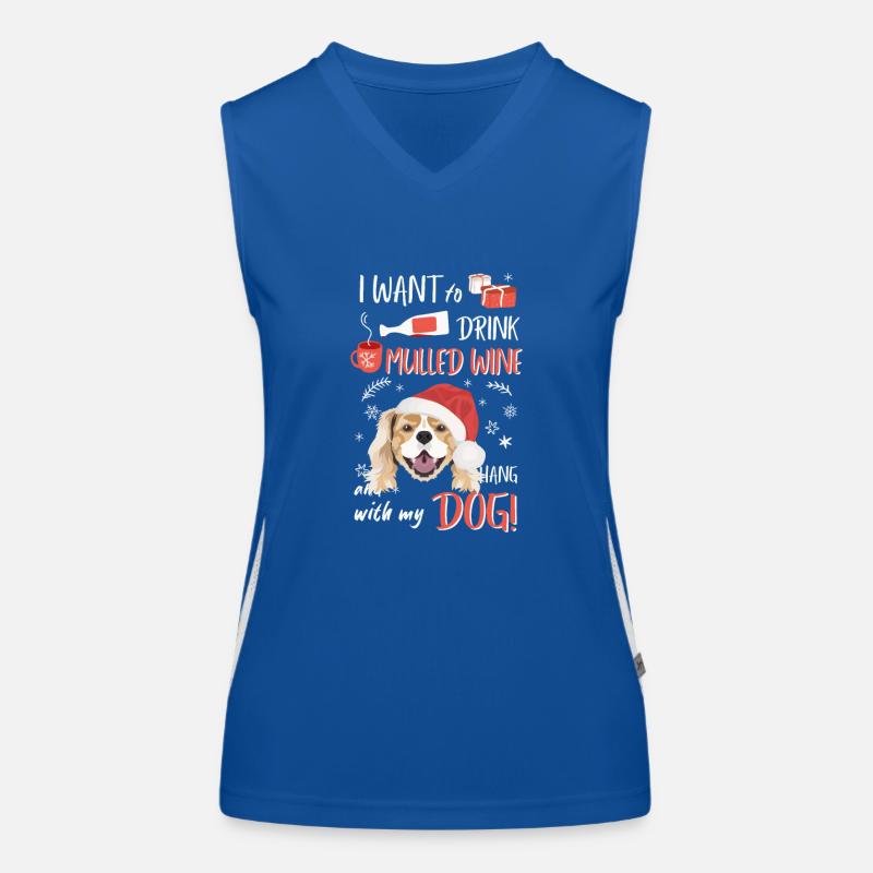 King Charles Spaniel Vin chaud Noël Débardeur respirant contrasté Femme