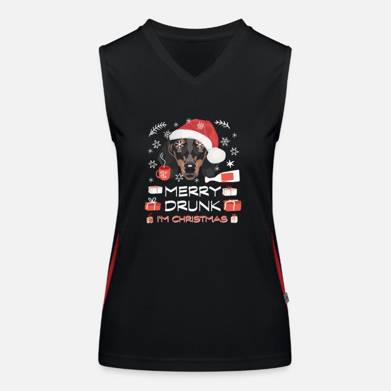 Dackel Weihnachtsmarkt Funktionelles Kontrast-Tank Top für Frauen