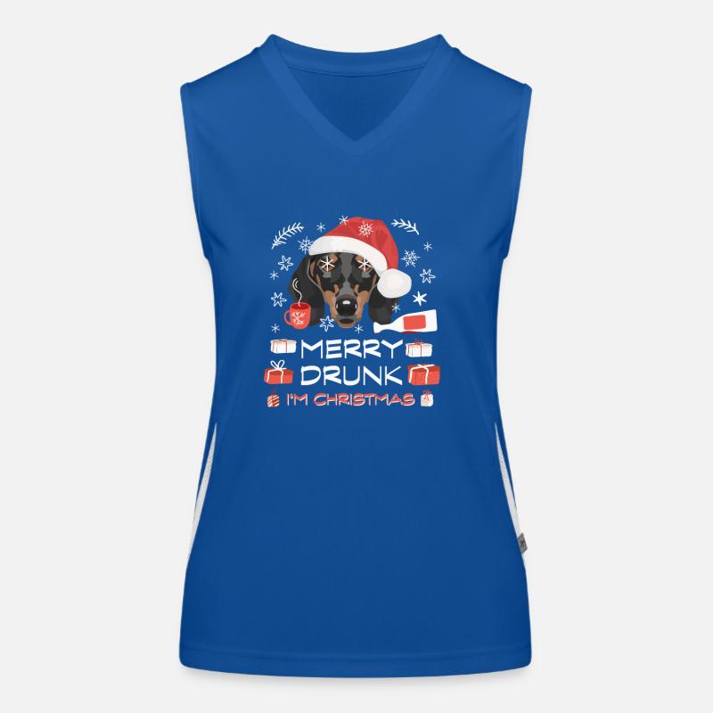 Dackel Weihnachtsmarkt Funktionelles Kontrast-Tank Top für Frauen