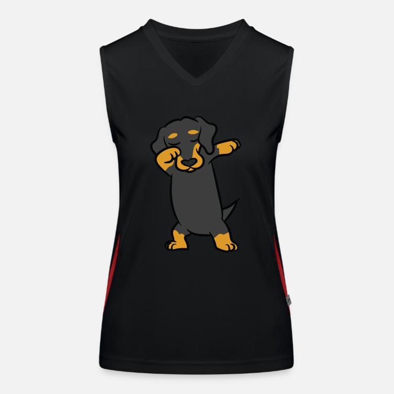 Dackel - tanzen, dab, dabben, dabbing Funktionelles Kontrast-Tank Top für Frauen