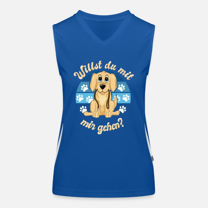 Le chiot Labrador Golden Retriever veut l’accompagner Débardeur respirant contrasté Femme