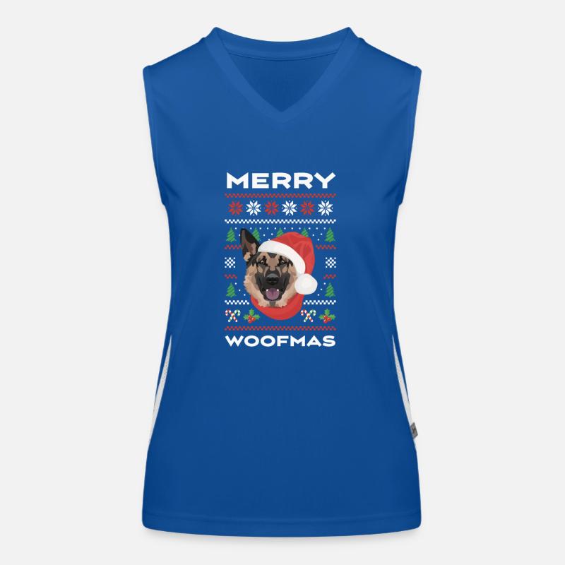 German Shepherd Merry Christmas Women's Functional Contrast Tank Top