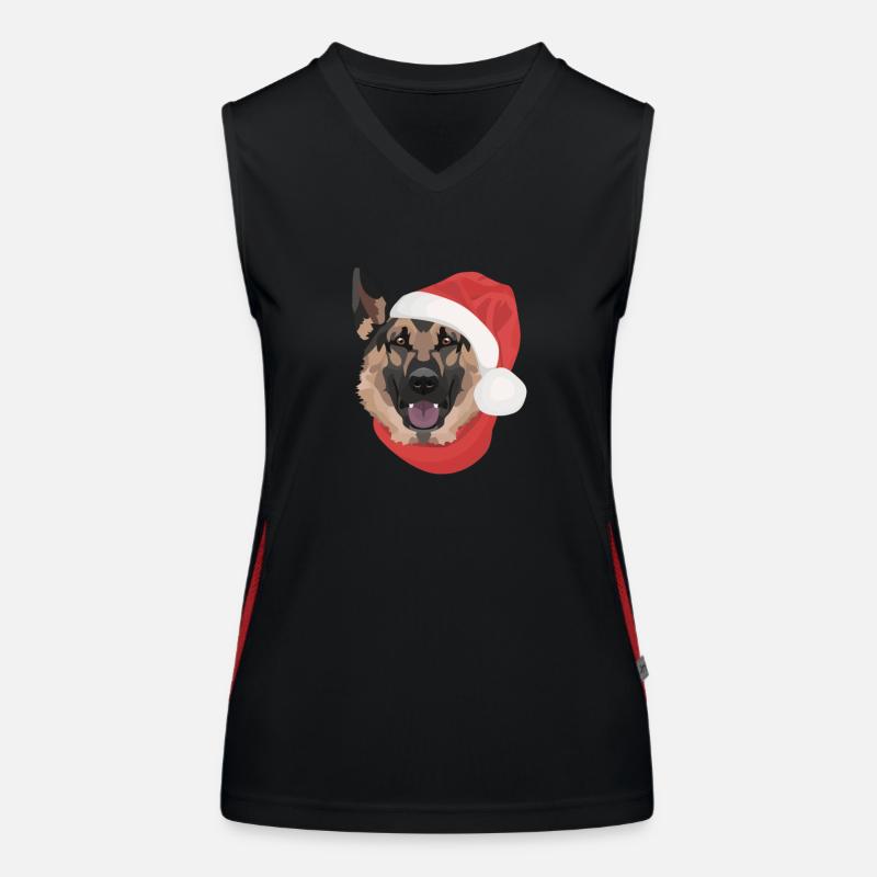 German Shepherd Merry Christmas Women's Functional Contrast Tank Top