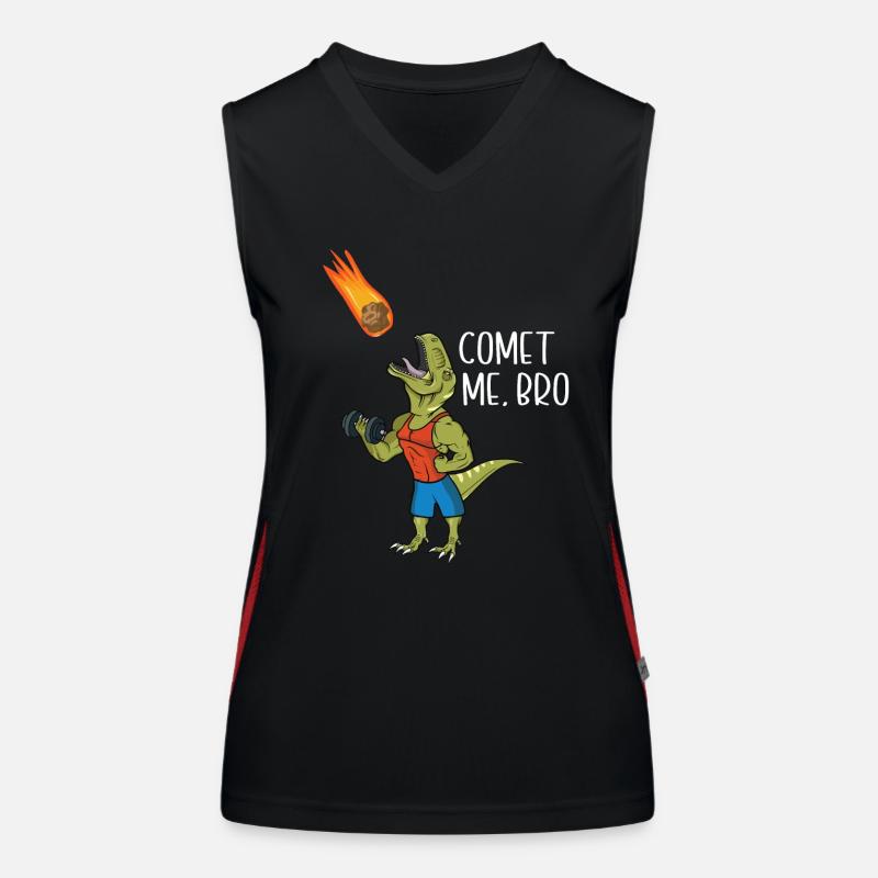 Comet Me Bro Funny T-Rex Dinosaur Pun Gym Workout Débardeur respirant contrasté Femme
