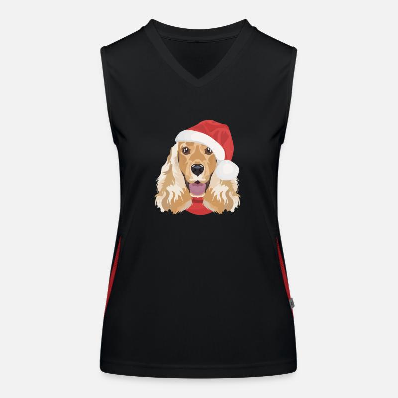 Deutsch Cocker Spaniel Merry Christmas Women's Functional Contrast Tank Top