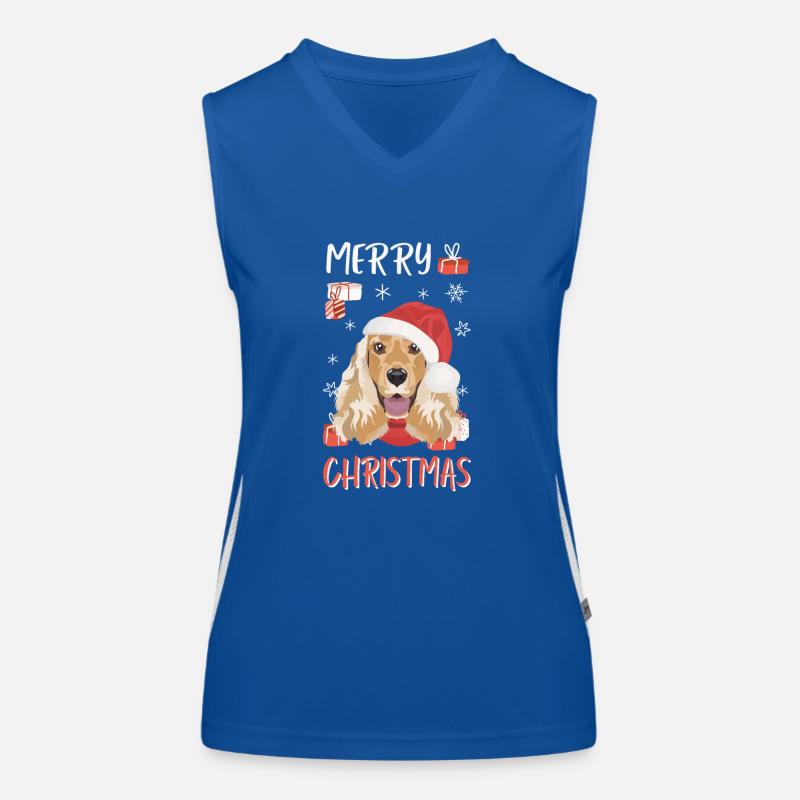 Deutsch Cocker Spaniel Joyeux Noël Débardeur respirant contrasté Femme
