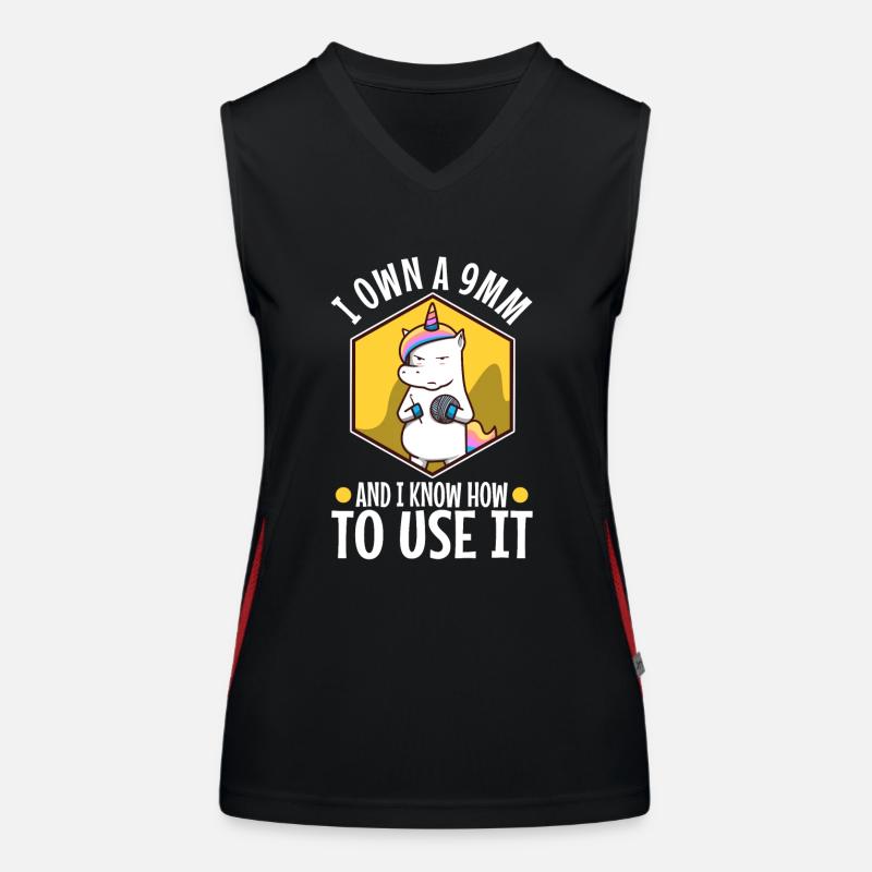 I Own A 9mm And I Know How To Use It Women's Functional Contrast Tank Top