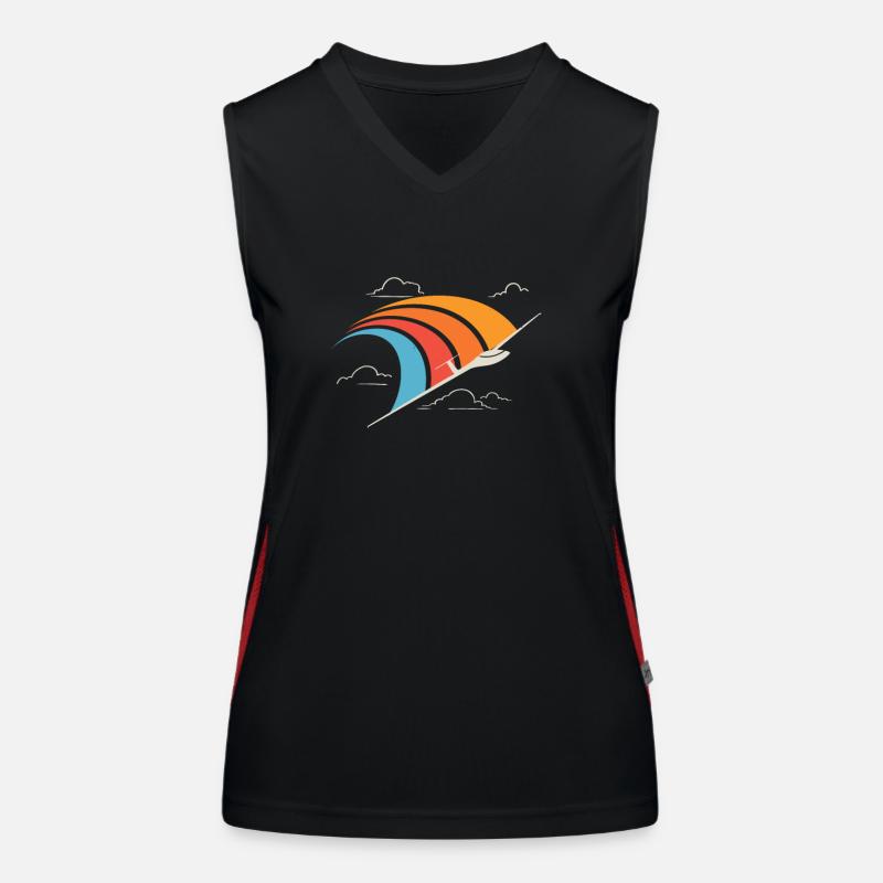 Retro Glider Pilot Glider Flyer - Women's Functional Contrast Tank Top - black/red