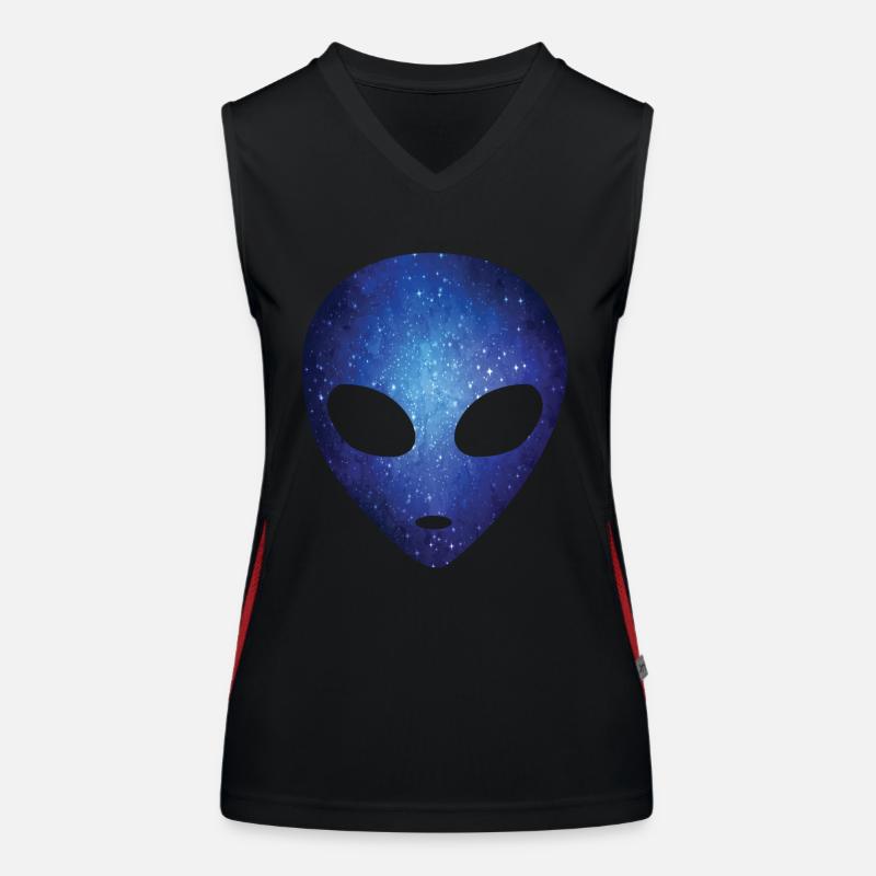 Psychedelic Alien Head Cosmic Galaxy Outer Space Women's Functional Contrast Tank Top