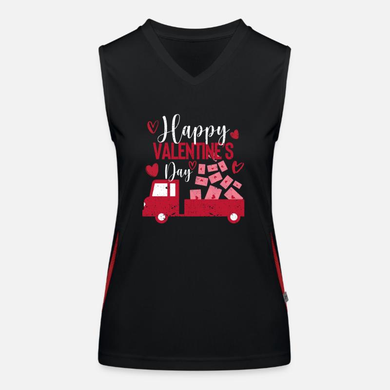 Joyeuse Saint-Valentin Camion rouge avec courrier postal Débardeur respirant contrasté Femme