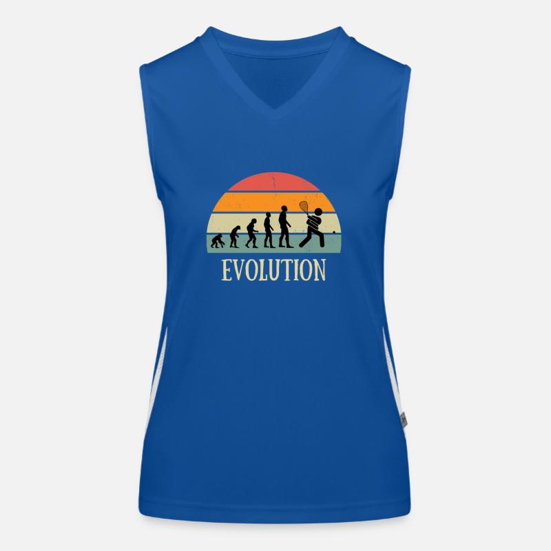 Evolution Vintage Squash Mann Humor Geschenkidee Funktionelles Kontrast-Tank Top für Frauen