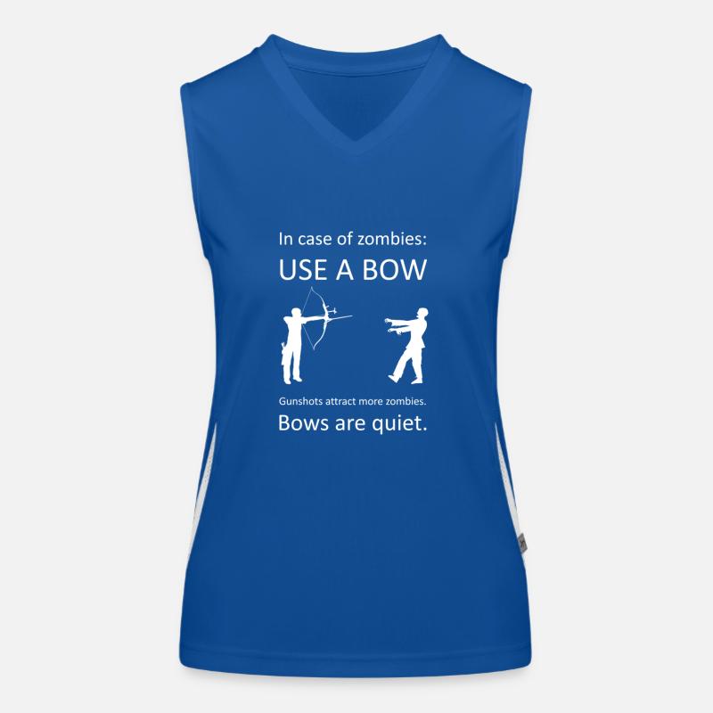 Use a bow to kill Zombies Bogen Zombie Lustig Funktionelles Kontrast-Tank Top für Frauen