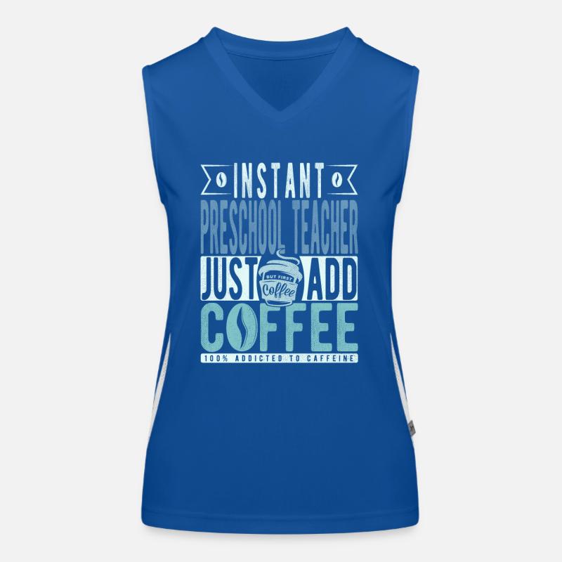 Vorschullehrer Kaffee Spruch Funktionelles Kontrast-Tank Top für Frauen