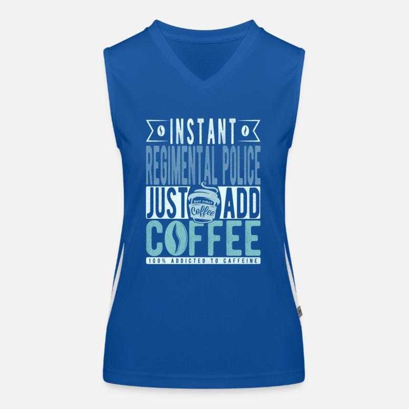 Regimentspolizei Kaffee Spruch Funktionelles Kontrast-Tank Top für Frauen