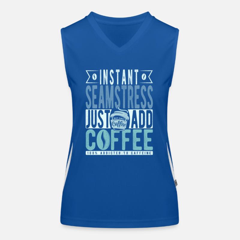 Näherin Kaffee Spruch Funktionelles Kontrast-Tank Top für Frauen