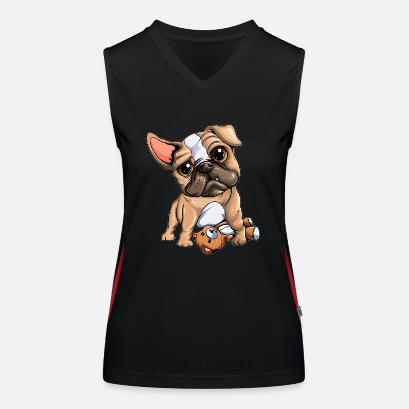 Dog loyal stupid looking pug keeps cuddly toy Women's Functional Contrast Tank Top