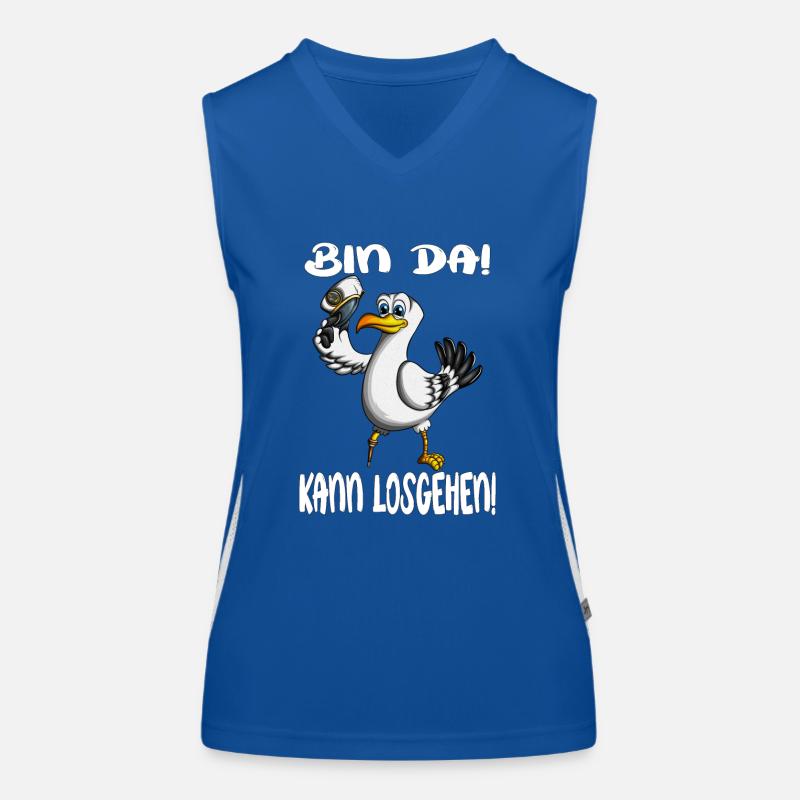 Möwe sagt bin da kann losgehen Nordsee Ostsee Funktionelles Kontrast-Tank Top für Frauen