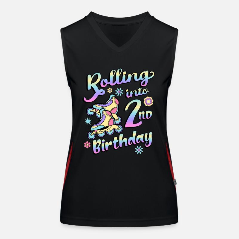 Rolling Into 2nd Birthday Roller Skater Inline Débardeur respirant contrasté Femme