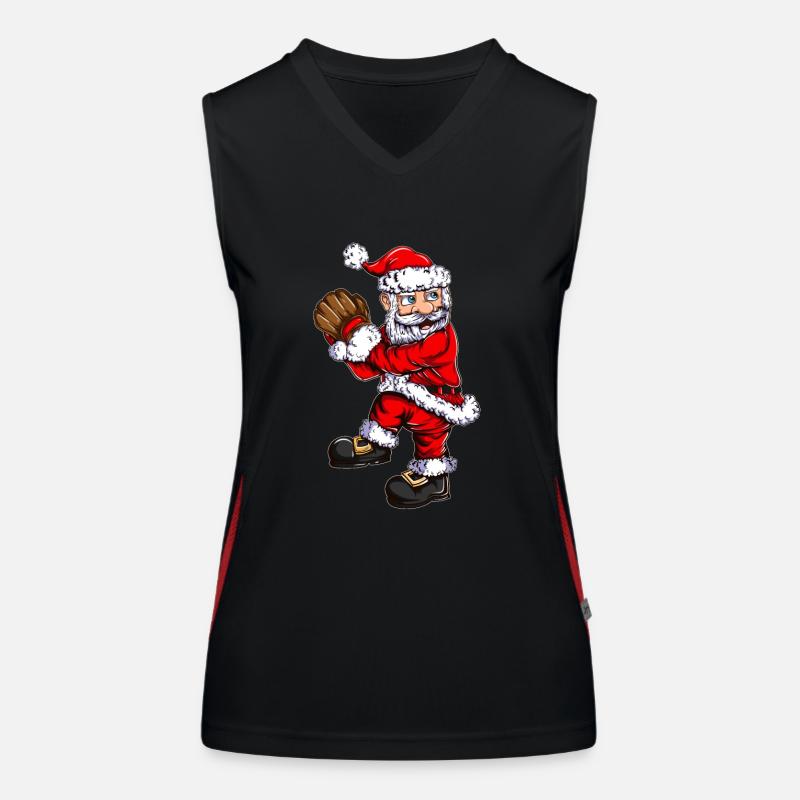 Noël Baseball Père Noël Baseball Pitcher Débardeur respirant contrasté Femme
