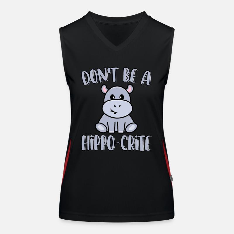 Don't Be A Hippo-Crite Funny Cute Hippopotamus Women's Functional Contrast Tank Top