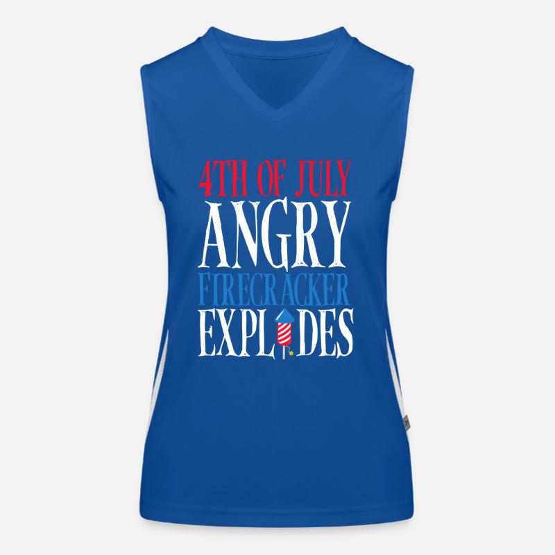 July 4 Angry firecracker explodes Women's Functional Contrast Tank Top