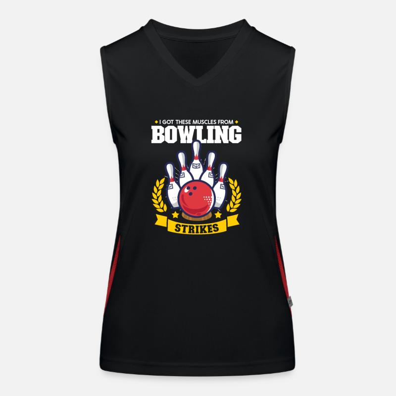 Funny Bowling Team Bowler Strike Gift Idea Women's Functional Contrast Tank Top