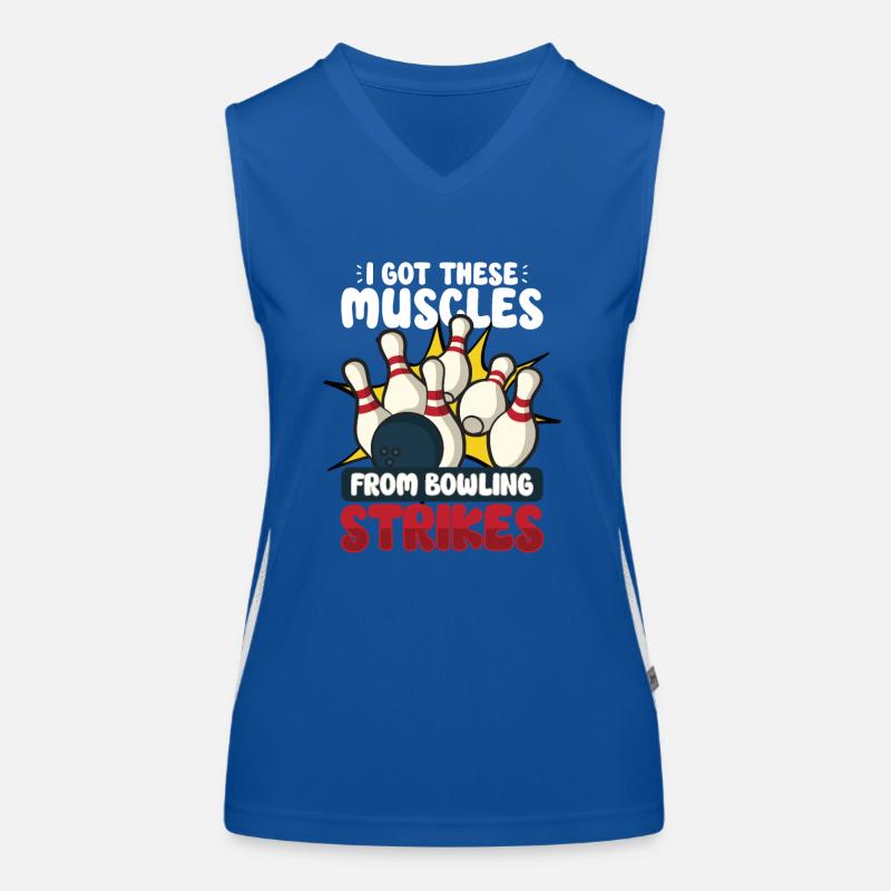Funny Bowling Team Bowler Strike Gift Idea Women's Functional Contrast Tank Top
