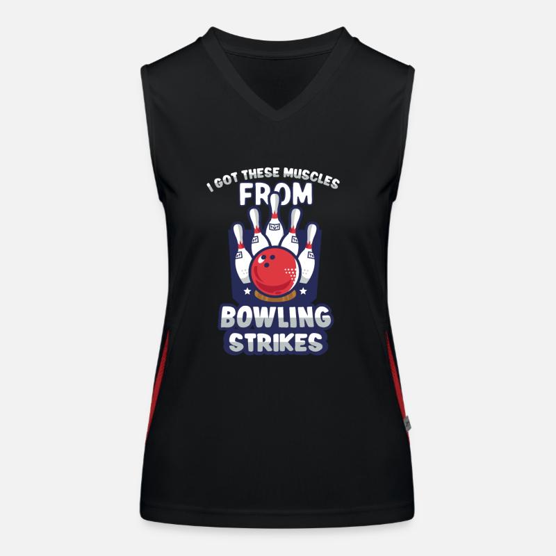 Funny Bowling Team Bowler Strike Gift Idea Women's Functional Contrast Tank Top