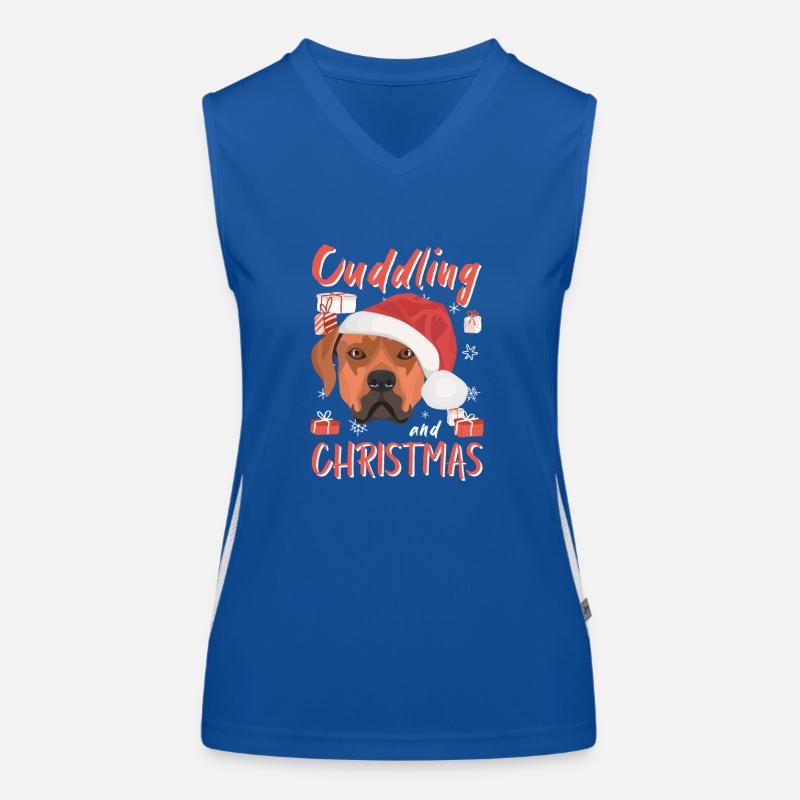Rhodesian Ridgeback Frohe Weihnachten Funktionelles Kontrast-Tank Top für Frauen