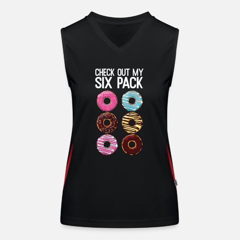 Check Out My Six Pack Funny Donut Lover Dad BOD Funktionelles Kontrast-Tank Top für Frauen