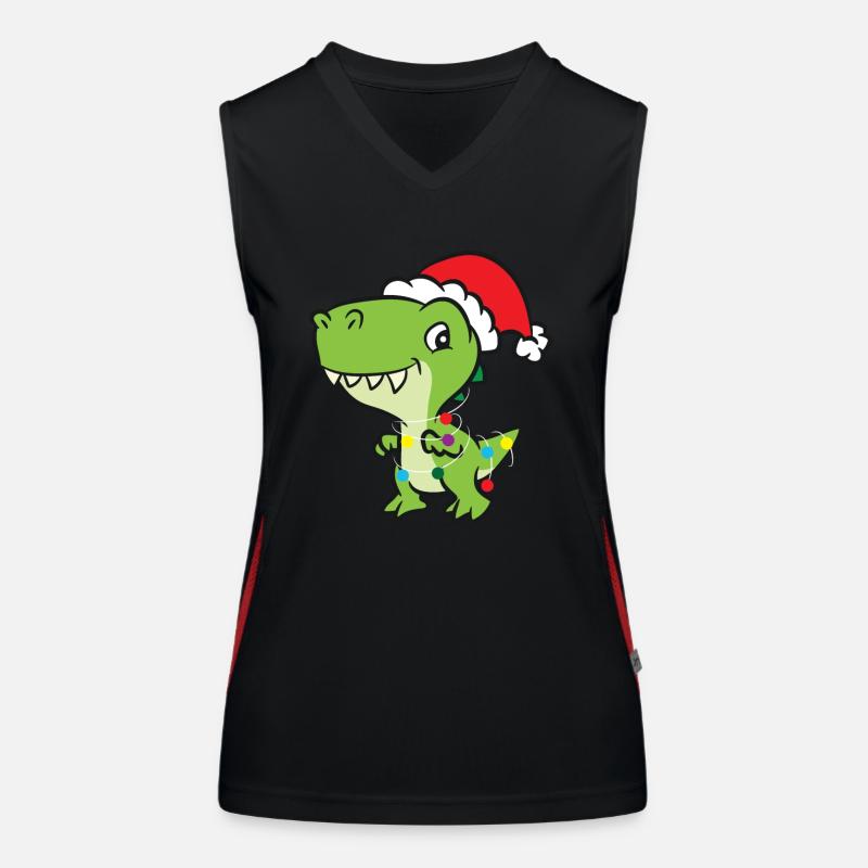 T-Rex - Tree-Rex colorful string of lights Women's Functional Contrast Tank Top