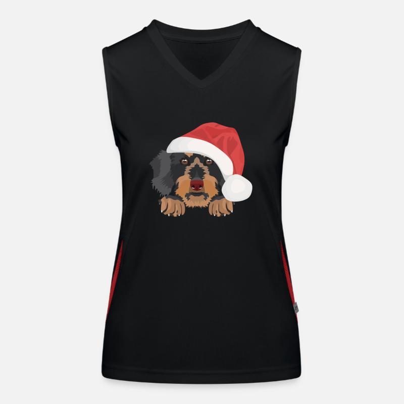 Teckel à poil dur Joyeux Noël Débardeur respirant contrasté Femme