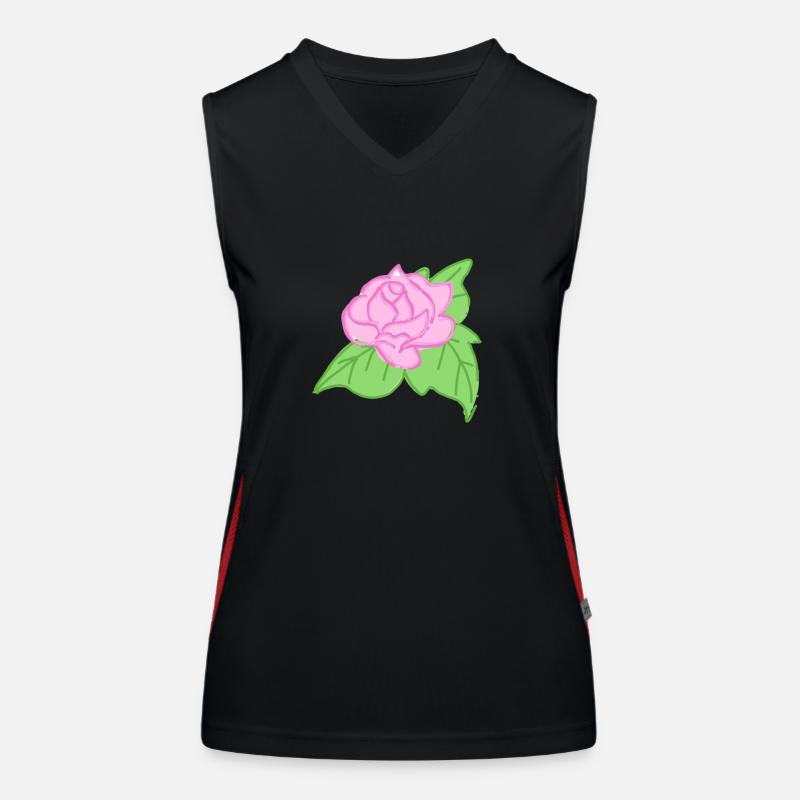 Rose Rouge Rose dessinée à la main Débardeur respirant contrasté Femme