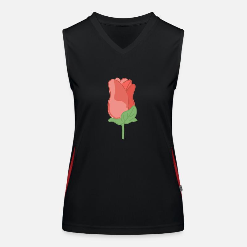 Rose Rouge Rose dessinée à la main Débardeur respirant contrasté Femme