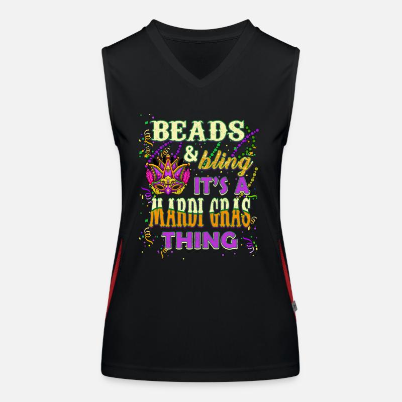 Perles et Bling C’est une chose de Mardi Gras Débardeur respirant contrasté Femme