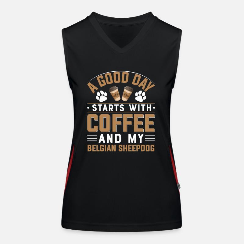 Belgian Shepherd Coffee Camping Dog Cafe Women's Functional Contrast Tank Top