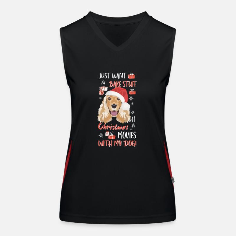 Deutsch Cocker Spaniel Merry Christmas Women's Functional Contrast Tank Top