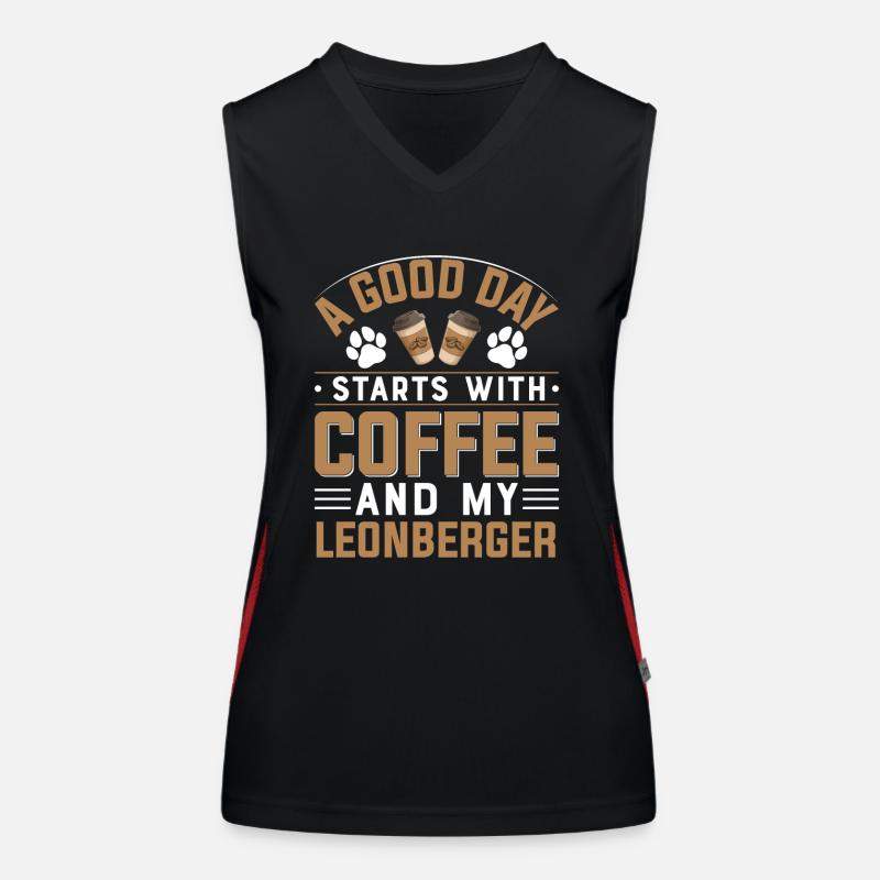 Leonberger dog breed coffee drinking caffeine paw Women's Functional Contrast Tank Top