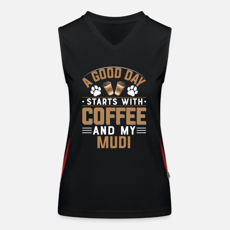 Mudi Dog Breed Coffee Drinking Caffeine Caffeine Women's Functional Contrast Tank Top