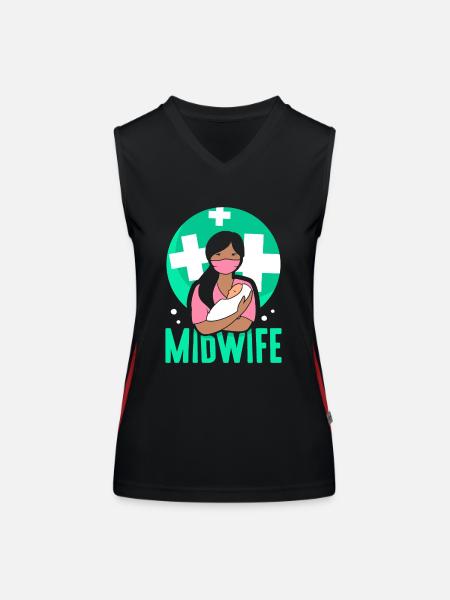 Midwife Obstetrics Sayings Profession Midwives - Women's Functional Contrast Tank Top - black/red - Front