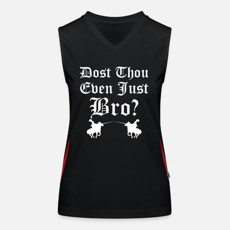 Ren Fair Saying Slogan - Dost Thou Even Joust Bro? Women's Functional Contrast Tank Top