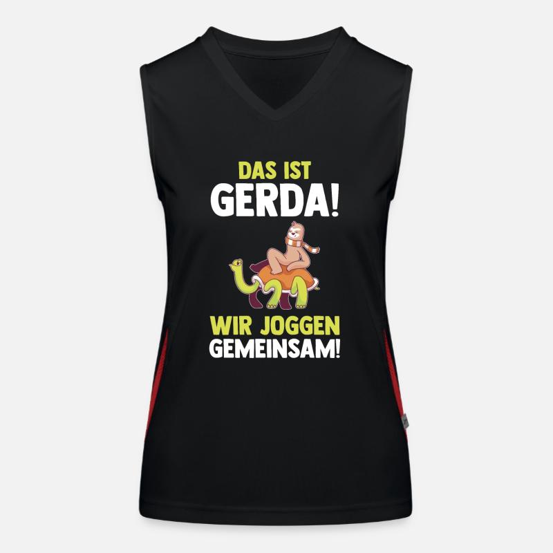 This is Gerda we jog together Sloth Women's Functional Contrast Tank Top