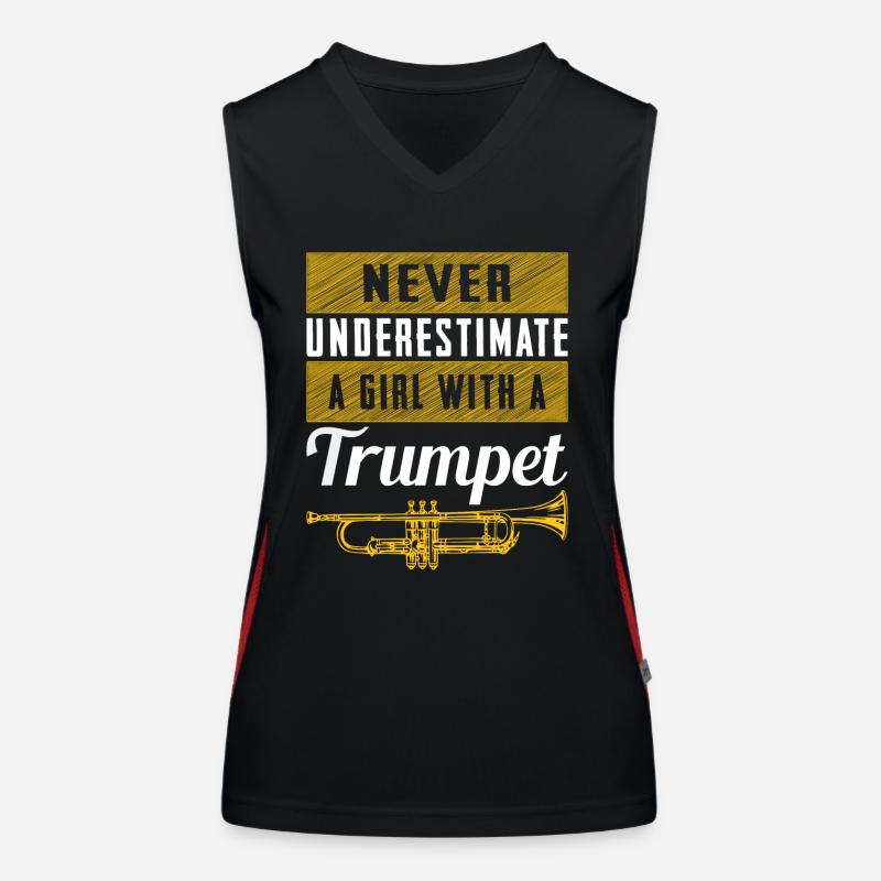Trompete Mädchen Blasmusik Orchester Musiker Funktionelles Kontrast-Tank Top für Frauen