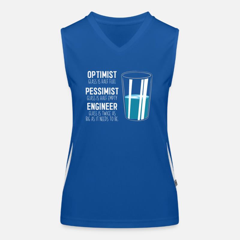 Funny Engineering Computer Civil Optimist Glas Funktionelles Kontrast-Tank Top für Frauen