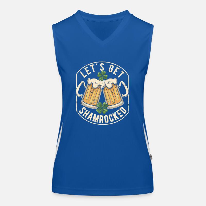 St. Patrick's Day Irish beer drinking Let's Get Women's Functional Contrast Tank Top