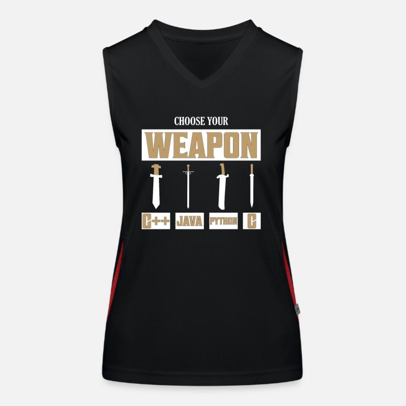 Choose Your Weapon C++, Java, Python, C Programmer Funktionelles Kontrast-Tank Top für Frauen