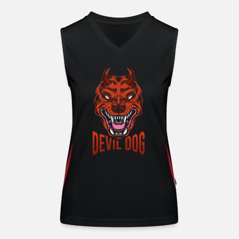 Devil dog with sharp teeth Women's Functional Contrast Tank Top