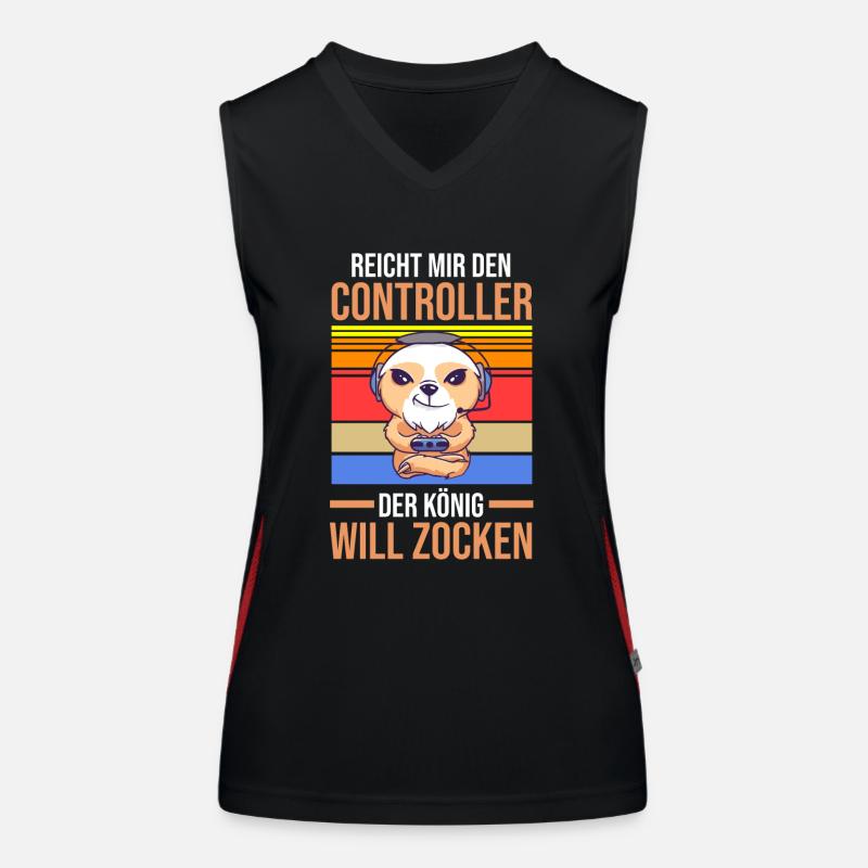 Reicht Mir Den Controller Der König Will Zocken Funktionelles Kontrast-Tank Top für Frauen
