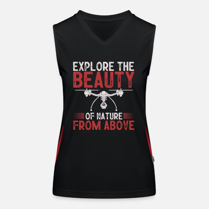 Drone flying, aerial drones, multicopters, drones Women's Functional Contrast Tank Top